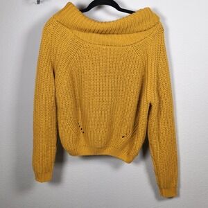 Anthropology Moon & Madison Womens Off Shoulder Chunky Knit‎ Sweater Pullover